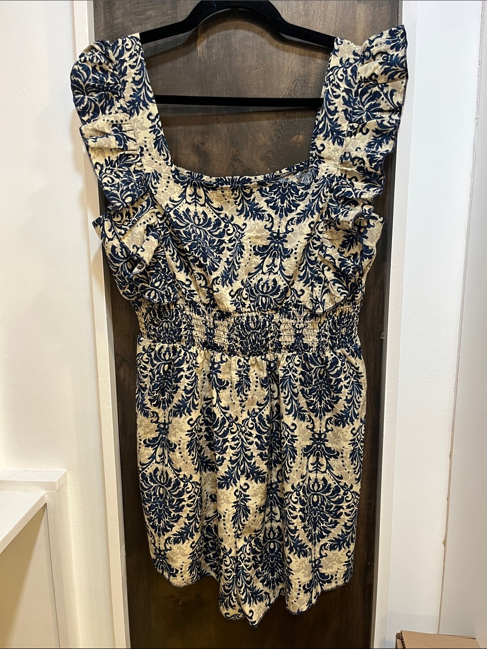 Women's Navy and Cream Floral Romper